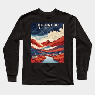 Uijeongbu South Korea Starry Night Travel Tourism Retro Vintage Long Sleeve T-Shirt